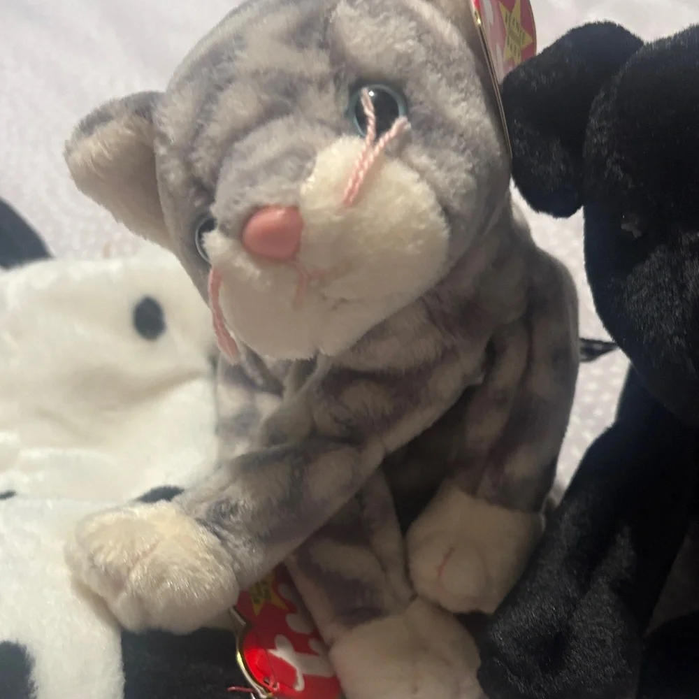 Ty Plush Small Pet Toy Trio - Black, White, Gray